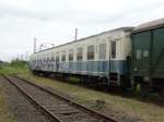 Ein alter Beige Blauer IC Wagen am 30.05.14 in Darmstadt Kranichstein bei den Bahnwelttagen 2014 