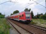 Steuerwagen der Gattung DABbuzfa 778 am Ende des RE 38350 auf der Fahrt von Belzig nach Stralsund.