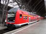 Doppelstock-Steuerwagen im Leipziger Hauptbahnhof als RB nach Annaburg.