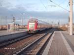 Der Steuerwagen eines RegionalBahn Zuges von Lutherstadt Wittenberg nach Halle(Saale)Hbf.