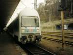 Einfahrt der S1 von Schna kommend in den Bahnhof Bad Schandau.