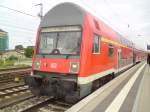 Hier RE3 nach Stralsund Hbf., dieser Zug machte am 6.7.2009 in Angermnde halt.