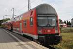 Hier ein RE3 (RE18333) von Prenzlau nach Berlin Hbf.(tief), dieser Zug stand am 17.5.2014 in Angermünde.