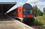 Hier eine RB14 (RB18918)  Airport-Express  von Berlin Schönefeld Flughafen nach Nauen, dieser Zug stand am 22.7.2014 in Berlin Schönefeld Flughafen.