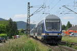 Doppelstock - Steuerwagen der TRI am 08.06.2024 bei Braubach wurde von 145 054 geschoben und sah recht frisch lackiert aus.