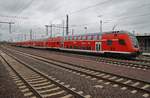 RE1 (RE3116) von Frankfurt(Oder) nach Magdeburg Hauptbahnhof erreicht am 7.4.2017 den Endbahnhof.