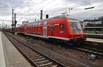 RE57091 von Gessertshausen nach München Hauptbahnhof verlässt am 16.8.2017 den Endbahnhof in die Abstellung.