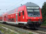 Ein DostoZug, geschoben von einer BR 146.2, verlsst Ebersbach (Fils) in Richtung Ulm Hbf am 22.08.2008.