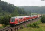 RE 19215 (Stuttgart Hbf-Ulm Hbf)mit Schublok 146 209-2 bei Urspring 28.7.11