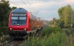 Am 30.06.2014 fährt die RB 17230 in den Hp Zwickau-Pölbitz ein, Schublok ist die 143 157-6.