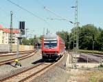 Regionalexpress von Dresden nach Hof bei der Einfahrt in Plauen ob.