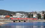 RB 17270 (Seebrugg-Freiburg(Brsg)Hbf) mit Schublok 143 312-7 bei Schluchsee 27.2.16