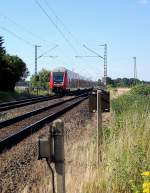 Doppelstockeinheit ohne Zielanzeiger von Krefeld nach Neuss unterwegs am 18.7.2010