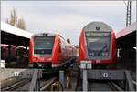 612 013 nach Augsburg und RE nach Stuttgart in Lindau Hbf.