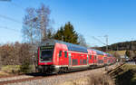 RE 4724 (Konstanz - Karlsruhe Hbf) mit Schublok 146 236-5  Triberg/Erlebnispfad  bei St.Georgen 21.2.23