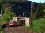 Eine RB am 10.05.2008 unterwegs auf der Frankenwaldbahn bei Lauenstein.