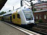 Metronom Steuerwagen von Cuxhaven in Hamburg-Harburg.