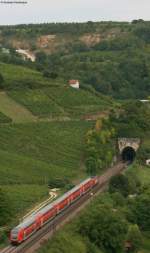 RE 31014 nach Offenburg mit Schublok 146 116-9 am Isteiner Klotz 14.8.08