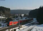 RE 4712 (Konstanz-Karlsruhe) mit Schublok 146 236-5  Triberg  am km 69,1 28.12.08