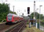 Hier zu sehen der RE2 auf seiner Weiterfahrt nach Cottbus ber Lbbenau/Spreewald.