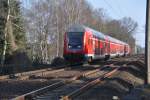 RHEINE (Kreis Steinfurt), 29.03.2011, RE 15 nach Emden Hbf kurz nach Durchfahrt durch den Bahnhof Rheine-Mesum