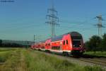 Ein RE nach Karlsruhe Hbf am Abzweig Brunnenstck zwischen Ettlingen West und Karlsruhe Hbf.