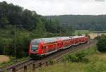 RE 19217 (Stuttgart Hbf-Ulm Hbf) mit Schublok 146 215-9 bei Urspring 28.7.11