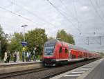 Dosto Steuerwagen fhrt mit 40.Minuten Versptung (Strung am Triebfahrzeug) in Hmelerwald am 15.09.2011 ein.