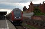 RE4 (RE 92431) von Rathenow nach Falkenberg(Elster) steht in Rathenow und geschoben hatte die 112 105.