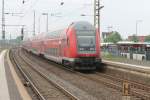 Nachschuss auf einen RE 1 nach Aachen der wenige Momente vorher am 9.6.13 Paderborn verlassen hat.