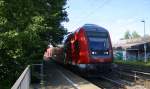 Ein RE4 von Dortmund-Hbf-Aachen-Hbf und am Zugende ist die 146 020 kommt die Kohlscheider-Rampe hoch und hält in Kohlscheid  und fährt in Richtung Richterich,Laurensberg,Aachen-West.