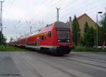 Steuerwagen der Gattung DABbuzf778 mit einem RE kurz vor dem Greifswalder Hbf. (01.06.03)