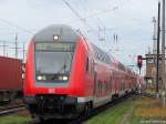 RE2 bei der Einfahrt in den Endbahnhof Cottbus.