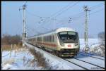 InterCity aus Richtung Rostock nach Hamburg am 06.02.2010 in Sildemow. Schublok war die 101 078.