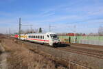 D-DB 61 80 80-91 149-7 Bpmmbdzf 286.1 mit einem Messzug Richtung Weimar, am 07.03.2025 in Erfurt-Azmannsdorf.