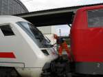 EC 360 beim ankoppeln am 22.07.09 in Karlsruhe Hbf.