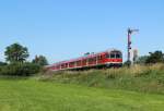 218 490-1 schiebt den RE 57409 nach Mnchen Hbf durch Sontheim (Schwab) am 18.07.2012