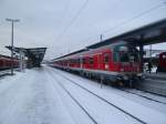 Ein Karlsruher Steuerwagen an einer RB von Ansbach nach Crailsheim.