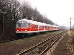 218 150-1 mit RE 10218 Langenberg-Borken auf Bahnhof Rhade am 6-2-2000.