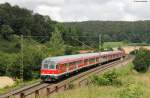 RB 19321 (Plochingen-Ulm Hbf) mit Schublok 143 091-7 bei Urspring 28.7.11