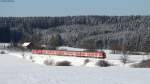 IRE 3215 (Neustadt(Schwarzw)-Ulm Hbf)mit Schublok 218 434-9 bei Lffingen 5.2.12