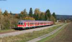 RE 22311 (Rottweil-Neustadt(Schwarzw) mit Schublok 218 496-8 bei Lauffen 21.10.12