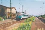 Eine Regionalbahn von Ebern nach Bamberg beim Zwischenstopp in in Breitengüßbach.