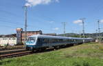 D-GfF 50 80 80-34 110-2 Bnrbdzf 480.1 als RB 31947 nach Halle (S) Hbf, am 24.08.2022 bei der Ausfahrt in Saalfeld (S).