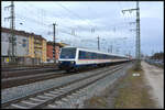 NeSA 145 044-4 schiebt am 24.02.2025 den RE 8 Ersatzverkehr (TRI) aus (Stuttgart -) Bietigheim-Bissingen durch Würzburg Grombühl in den Hbf.