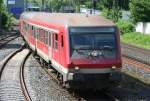 Die 218 408-3 schiebt die RB Hunsrckbahn mit Wittenberger Steuerwagen aus Emmelshausen in den Zielbahnhof Boppard HBF am 05.06.2010