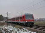 Am 12.02.13 fhrt eine N-Wagen Garnitur, Vorraus mit einem Wittenberger Kopf als RE zwischen Stuttgart und Aalen.