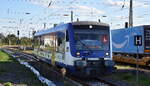 NEB Betriebsgesellschaft mbH, Berlin mit ihrem RS1  VT 002  (NVR:  95 80 0650 534-0 D-NEBB ) als RB 36 bei der Einfahrt Bahnhof Frankfurt/Oder, 30.09.24 