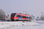 643 206 hat soeben den Haltepunkt Eschweiler Nothberg passiert und fährt nun weiter nach Eschweiler West.