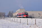 Nachschuss auf 643 206 in Eschweiler Nothberg auf den Weg nach Eschweiler West.

Eschweiler 21.01.2023